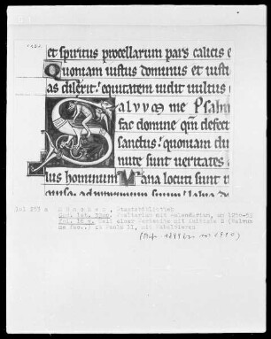 Psalterium mit Kalendarium — Initiale S (alvum me fac) mit Fabeltieren, Folio 16verso