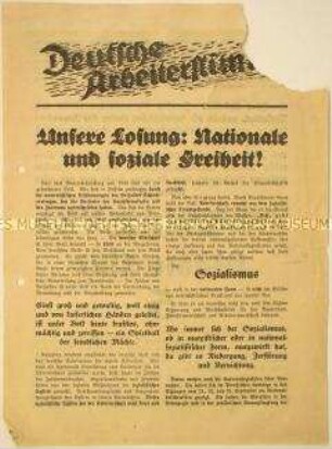 Programmatischer Wahlaufruf der Deutschnationalen Volkspartei - vermutlich anlässlich der Reichstagswahl November 1932