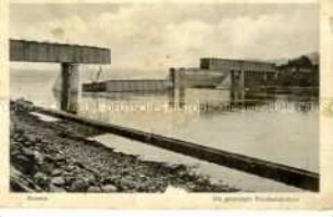 Gesprengte Eisenbahnbrücke in der litauischen Stadt Kowno