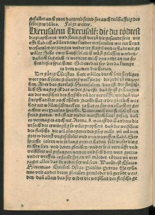 Hierusalem Hierusalem: die du todtest die propheten ...