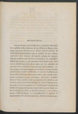Advertencia. : [La Revista de Buenos Aires / La Revista del Paraná]