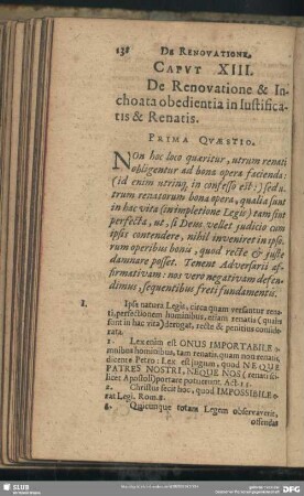 Caput XIII. De Renovatione & Inchoata obedientia in Justificatis & Renatis