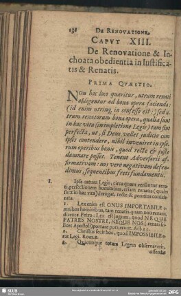 Caput XIII. De Renovatione & Inchoata obedientia in Justificatis & Renatis