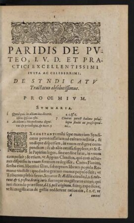 Paridis De Puteo, I. U. D. Et Practici Excellentissimi Iuxta Ac Celeberrimi, De Syndicatu Tractatus absolutissimus.