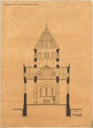 Schmidt, Heinrich von; Groß - Winternheim; Ev. Kirche - Kirchenschiff (Querschnitt)