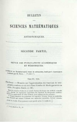 Bulletin des Sciences Mathèmatiques et Astronomiques. Séconde Partie. Revue des Publications Académiques et Périodiques.