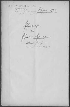 Hengen: Pfarrbericht 1927