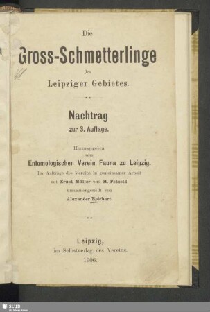 Nachtrag: Die Gross-Schmetterlinge des Leipziger Gebietes