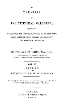 Vol. 3: A Treatise of Infinitesimal Calculus. Vol. 3