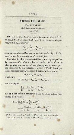 Théorie des indices.
