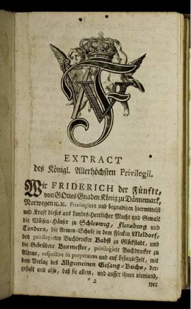 Extract des Königl. Allerhöchsten Privilegii.