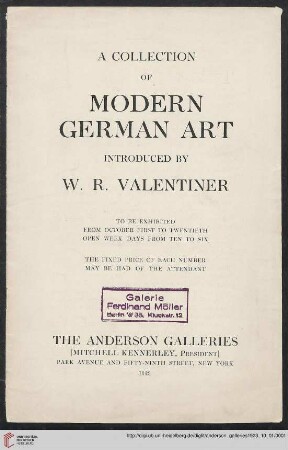 A collection of modern German art : to be exhibited from October first to twentieth
