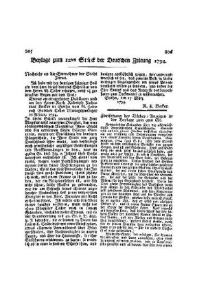 Beylage zum 12ten Stück der Deutschen Zeitung 1794