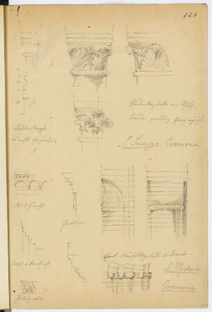 San Lorenzo und San Michele, Cremona: Details (aus: Skizzen- und Fotoalbum 4)