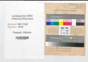 Entnazifizierung Wilhelm Paetsch , geb. 02.02.1901 (Bahnbeamter)