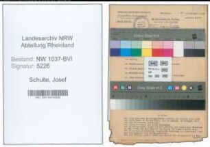Entnazifizierung Josef Schulte , geb. 16.06.1901 (Verw.Inspektor)