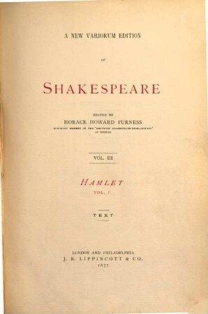 A new variorum edition of Shakespeare. 3,1