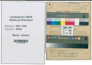 Entnazifizierung Johann Bauer , geb. 24.12.1905 (Maurer)