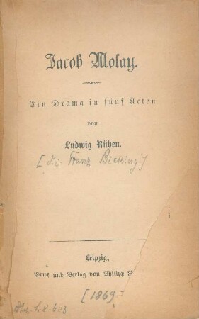 Jacob Molay : ein Drama in fünf Acten