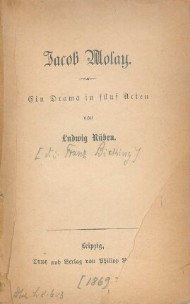 Jacob Molay : ein Drama in fünf Acten
