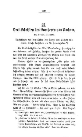 Drei Schriften des Domherrn von Rochow