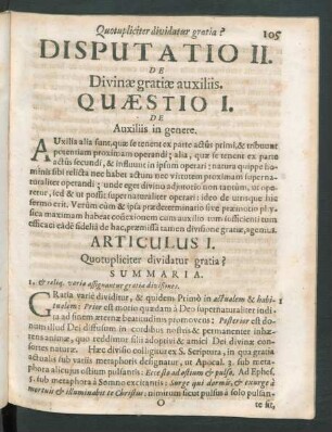 Disputatio II. De Divinae gratiae auxiliis
