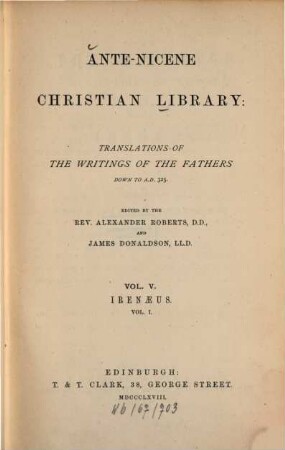 The writings of Irenaeus, 1