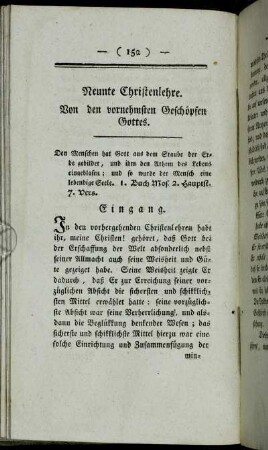 Neunte Christenlehre. Von den vornehmsten Geschöpfen Gottes.