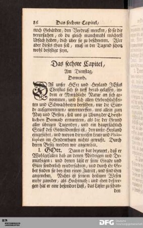 Das sechste Capitel, Am Dienstag, Demuth