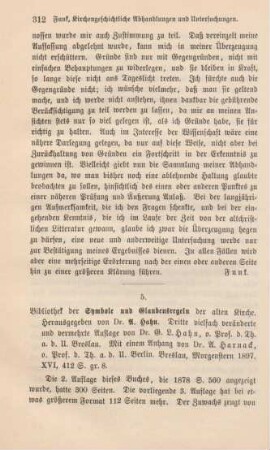 312-314 [Rezension] Bibliothek der Symbole und Glaubensregeln der alten Kirche