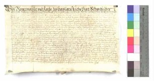 Bürgermeister und Rat der Stadt Gmünd verkaufen an Mutter und Schwestern im Seelhaus zu Gmünd 10 Gulden jährlichen Zins um 200 Gulden.