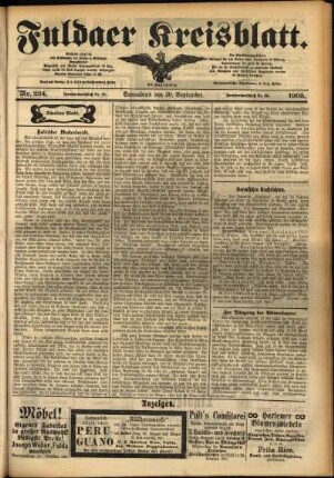 Zweite Ausgabe vom Samstag, den 30. September 1905.