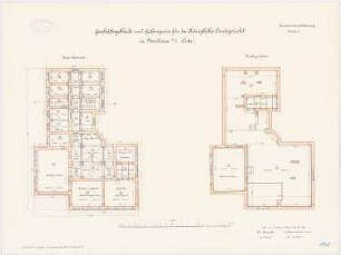 Amtsgericht und Gefängnis, Neuhaus/Oste: Grundriss Obergeschoss, Dachgeschoss 1:100