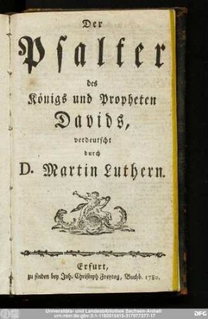 Der Psalter des Königs und Propheten Davids
