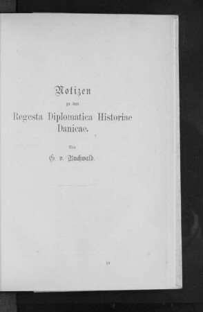 Notizen zu den Regesta Diplomatica Historiae Danicae