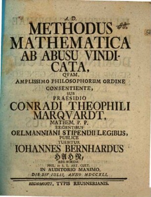 Methodus mathematica ab abusu vindicata