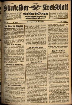 Erste Ausgabe vom Montag, den 28. Juni 1937.