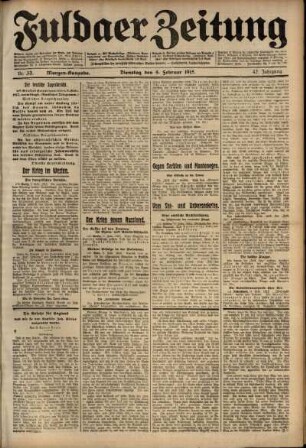 Erste Ausgabe vom Dienstag, den 09. Februar 1915.