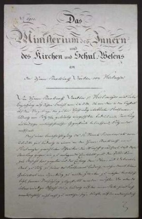 Schreiben an den Staatsrat und Direktor von Kielmeyer
