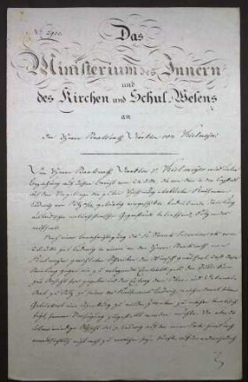 Schreiben an den Staatsrat und Direktor von Kielmeyer