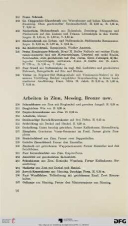 Arbeiten in Zinn, Messing, Bronze usw.