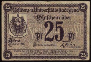 Gutschein über 25 Pf. der Universitätsstadt Jena