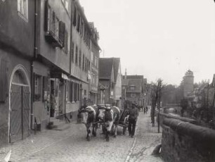 Marktbreit. Bachgasse. Blick nach Südosten zum Weißen Turm