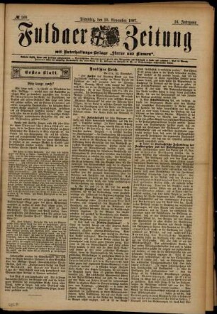 Erste Ausgabe vom Dienstag, den 23. November 1897.