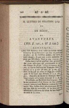 II. Lettres De Relation Ou De Récit, Ou Avantures.