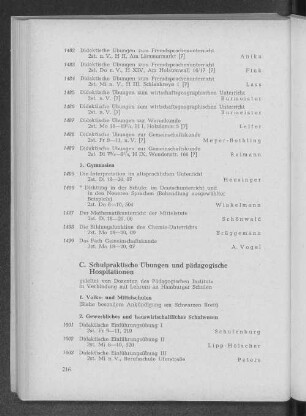 C. Schulpraktische Übungen und pädagogische Hospitationen