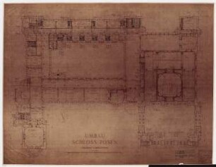 Schloss Posen, Posen Umbau: Be- und Entwässerungsplan 1. OG 1:100