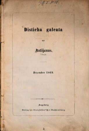 Disticha galeata : Dezember 1869