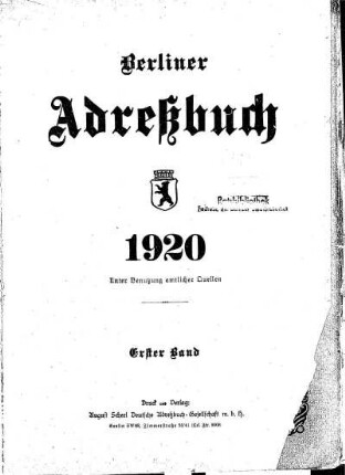 Berliner Adreßbuch 1920