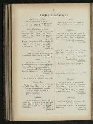Kostenberechnungen